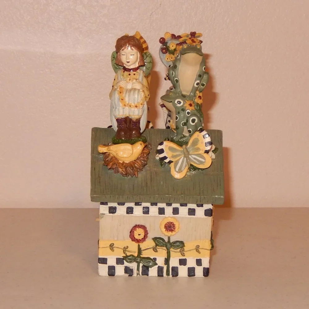 Knife Block Boston Warehouse Birdhouse Garden Angel Cat Frog Spreader Set of 4